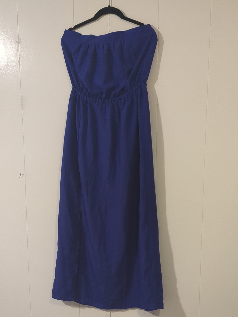 Lavender Brown Strapless Maxi Dress in Royal Blue